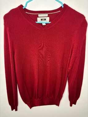 Joseph Abboud Red Sweater Extra Fine Merino Wool Size M Mens